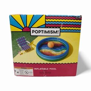 Poptimism Rainbow Inflatable Pool Big Portable Outdoor 65" x 14.5" NEW FAST SHIP
